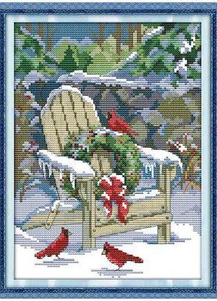 Набор для вышивания по нанесённой на канву схеме "christmas snow". aida 14ct printed 21*30 см