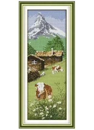 Набор для вышивания по нанесённой на канву схеме "the alps". aida 14ct printed, 16*38 см