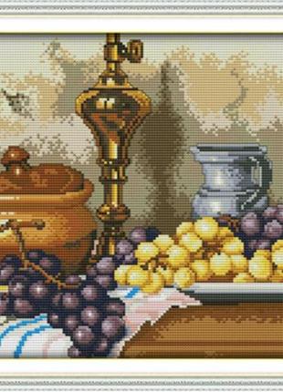 Набор для вышивания по нанесённой на канву схеме "grapes and clay pots". aida 14ct printed 41*31 см