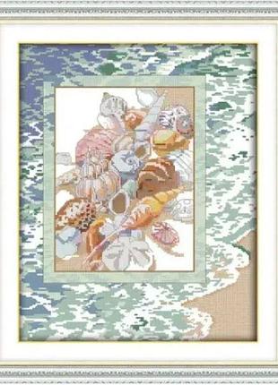 Набор для вышивания по нанесённой на канву схеме "conch". aida 14ct printed,35*44 см