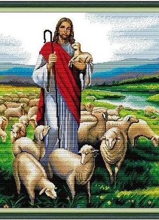 Набір для вишивання за нанесеною на канву схемою "jesus shepherd 6". aida 14ct printed 55*55 см