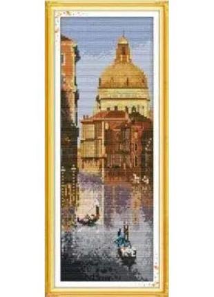 Набор для вышивания по нанесённой на канву схеме "the watery place of venice". aida 14ct printed, 16*38 см