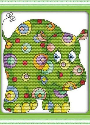 Набор для вышивания по нанесённой на канву схеме "coloorful animal". aida 14ct printed 17*17 см