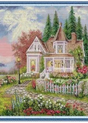 Набір для вишивання за нанесеною на канву схемою "cozy evening". aida 14ct printed 59*49 см