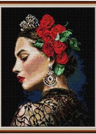 Набор для вышивания по нанесённой на канву схеме "women in full dress". aida 14ct printed 30*36 см