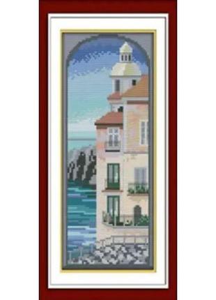 Набір для вишивання за нанесеною на канву схемою"the mediterranean scenery".aida 14ct printed,14*30