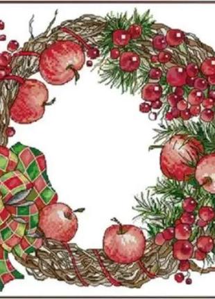 Набір для вишивання за нанесеною на канву схемою "garland-christmas app". aida 14ct printed, 43*36см