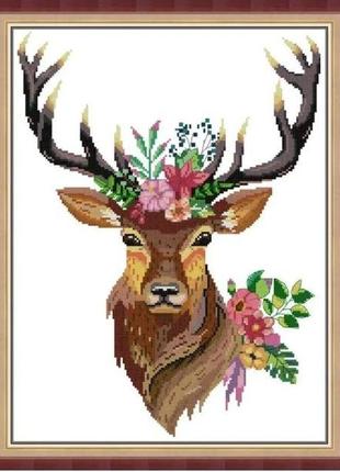 Набір для вишивання за нанесеною на канву схемою "deer 6". aida 14ct printed 35*45 см
