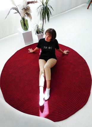 Круглий в'язаний килим з трикотажної пряжі6 фото
