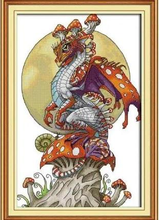 Набір для вишивання за нанесеною на канву схемою "dinosaur".aida 14ct printed, 26*36 см