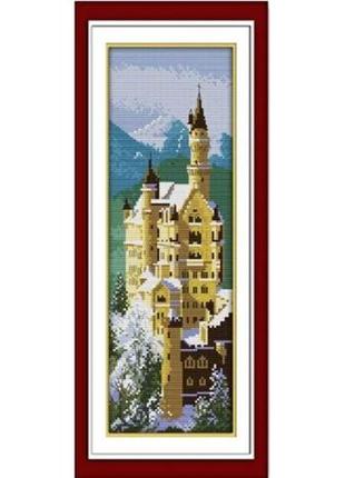 Набор для вышивания по нанесённой на канву схеме "german swan stone castle". aida 14ct printed, 16*41 см
