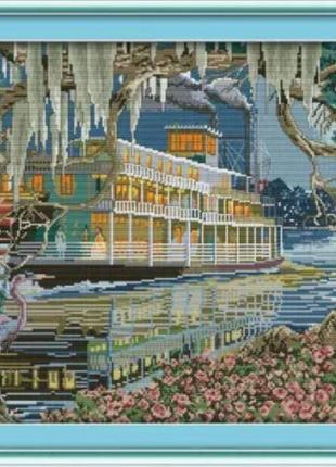 Набір для вишивання за нанесеною на канву схемою "sailing". aida 14ct printed 56*45 см