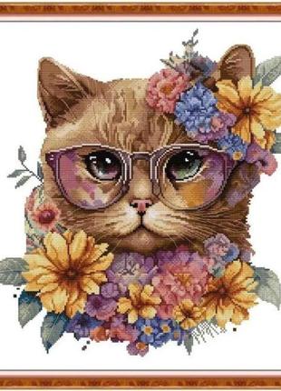 Набір для вишивання за нанесеною на канву схемою "cat 2" . aida 14ct printed, 46*47 см