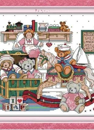 Набір для вишивання за нанесеною на канву схемою "bear toy". aida 14ct printed 46*34 см