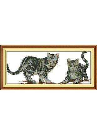 Набір для вишивання "the two little kittens (5)"aida 14ct 50*21 см.. без нанесення на канву схеми.