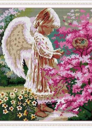 Набір для вишивання за нанесеною на канву схемою "angel and maple leaf".aida 14ct printed , 57*47 см