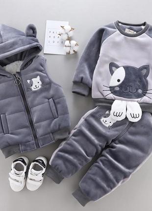 Шикарный велюровый теплый костюм