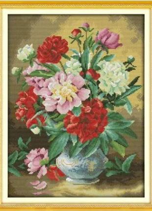 Набір для вишивання за нанесеною на канву схемою "the peony vase 2". aida 14ct printed, 35*45 см