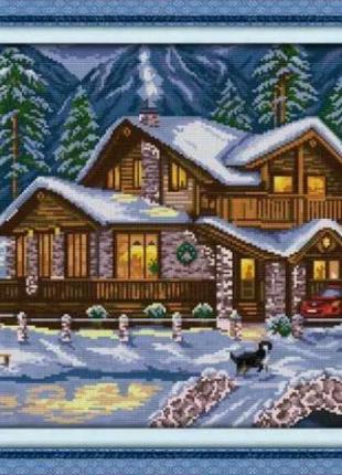 Набор для вышивания по нанесённой на канву схеме "warm winter". aida 14ct printed, 55*40 см