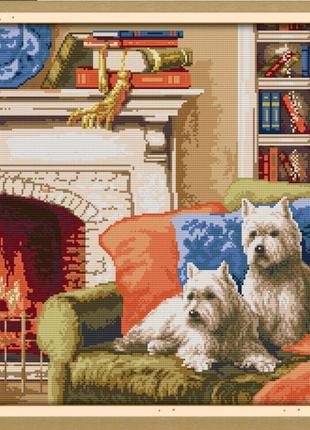Набор для вышивания по нанесённой на канву схеме "a warm family" .aida 14ct printed, 44*45 см
