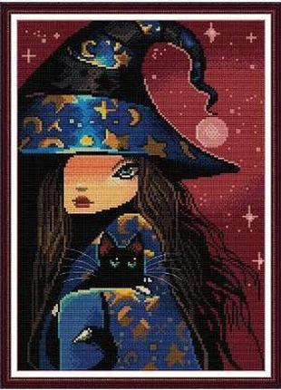 Набір для вишивання за нанесеною на канву схемою "night elf " . aida 14ct printed, 30*40 см