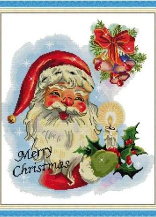 Набор для вышивания по нанесённой на канву схеме "santa claus (3)". aida 14ct printed, 40*47 см