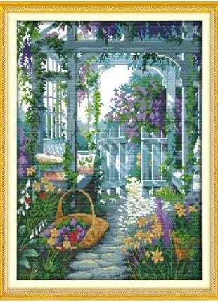 Набор для вышивания по нанесённой на канву схеме "the garden gate".aida 14ct printed, 33*44 см