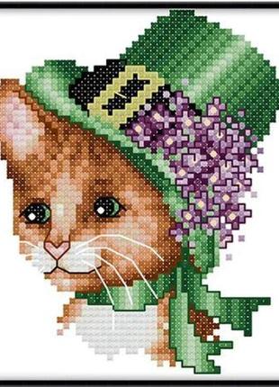 Набор для вышивания по нанесённой на канву схеме "a noble cat 5". aida 14ct printed 14*16 см