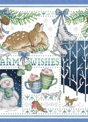 Набор для вышивания по нанесённой на канву схеме "christmas reindeer". aida 14ct printed, 32*32 см