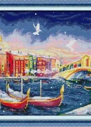 Набор для вышивания по нанесённой на канву схеме "venice christmas". aida 14ct printed 56*38 см
