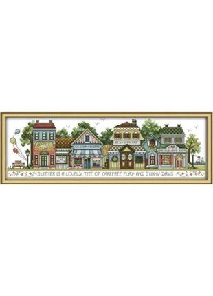 Набір для вишивання за нанесеною на канву схемою "street views (6)". aida 14ct printed, 52*19 см