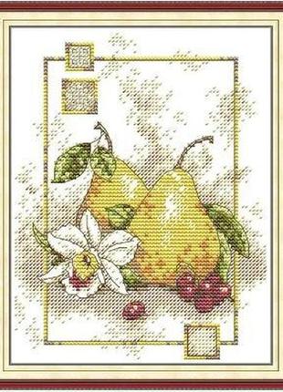 Набір для вишивання за нанесеною на канву схемою "pears". aida 14ct printed 18*22 см