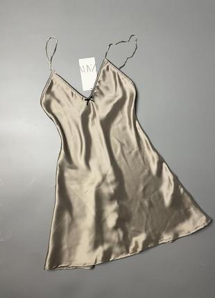 Платье zara в бельевом стиле с бантиком6 фото