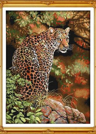 Набор для вышивания крестиком по нанесённой на канву схеме "cheetah 2". aida 14ct printed, 38*49 см