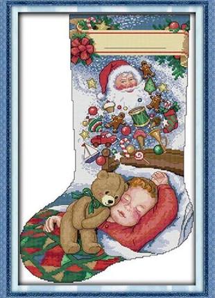 Набор для вышивания по нанесённой на канву схеме "christmas stocking-dream".aida 14ct printed, 34*49 см