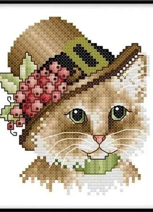 Набір для вишивання за нанесеною на канву схемою "a noble cat 6". aida 14ct printed 16*17 см бисер