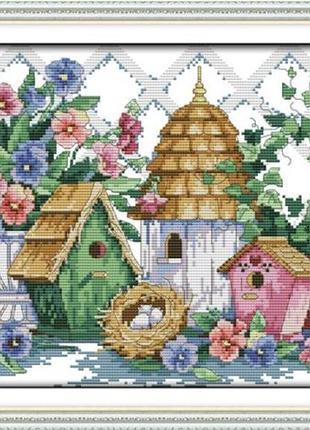 Набір для вишивання за нанесеною на канву схемою "summer home". aida 14ct printed 42*30 см