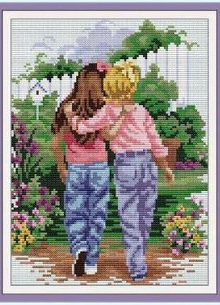 Набір для вишивання за нанесеною на канву схемою "good friends". aida 14ct printed 22*30 см