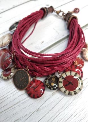 Браслет "бордовые часики"