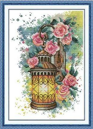 Набір для вишивання за нанесеною на канву схемою "rose wall sconce". aida 14ct printed 27*36 см