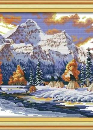 Набір для вишивання за нанесеною на канву схемою "the snow of winter". aida 14ct printed 49*36 см