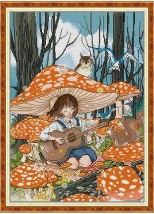 Набір для вишивання за нанесеною на канву схемою "the sound of music in the forest". aida 14ct printed 47*63 см