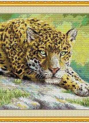 Набір для вишивання за нанесеною на канву схемою "jaguar". aida 14ct printed 44*36 см
