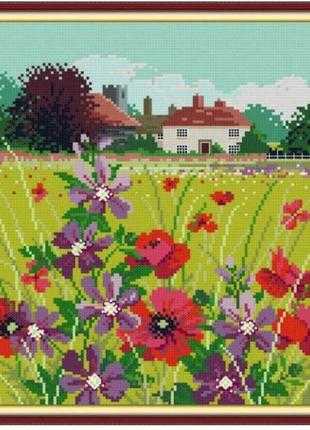 Набір для вишивання за нанесеною на канву схемою "four season in the field-summer". aida 14ct printed 33*33 см