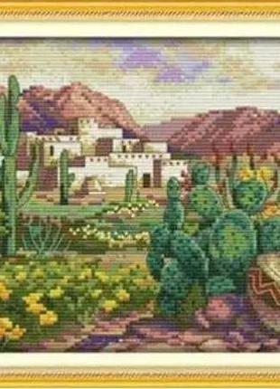 Набор для вышивания по нанесённой на канву схеме "a desert scene". aida 14ct printed 37*21 см