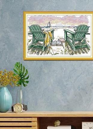 Набір для вишивання за нанесеною на канву схемою "take time to unwind". aida 14ct printed 19*14 см10 фото