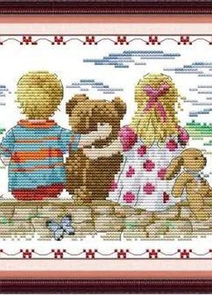 Набор для вышивания по нанесённой на канву схеме "children's dreams". aida 14ct printed 27*19 см