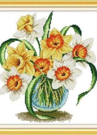 Набір для вишивання за нанесеною на канву схемою "lily flower 4". aida 14ct printed 32*35 см