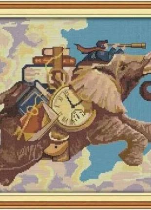 Набір для вишивання за нанесеною на канву схемою "explore the world".aida 14ct printed , 42*34 см