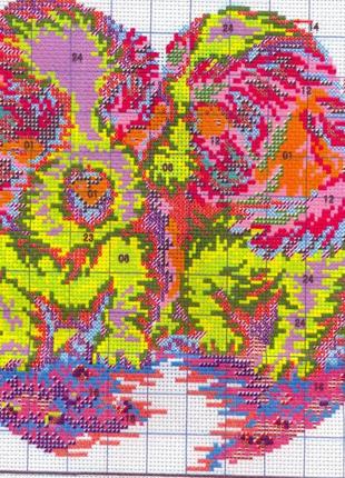 Набор для вышивания по нанесённой на канву схеме "kiss". aida 14ct printed, 34*29 см